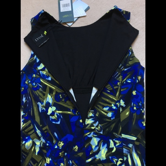 LYSSE’ Noche Pont Flare Dress, Size SMALL, Blue & Yellow Floral, Stretchy, NWT - Picture 4 of 10